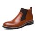Men's Brogue Ankle Boots - Lightweight PU Leather Casual Shoes With Elastic Comfort & Subtle Lift - Classic British Style For Winter (Brown/Black/Red)_viptrois.com