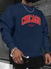 Men's Loose Casual Fashionable Retro CHICAGO USA Pattern Printed Round Neck Long Sleeved Sweatshirt Suitable For Autumn And Winter Wear_viptrois.com