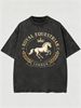 Summer New Washed Short-sleeved T-shirt, Men's Retro Royal Equestrian London Print Youth Loose Casual Street Tee_viptrois.com