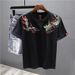 2025 Summer New T-shirt Men's Embroidery Short-sleeved Round Neck Loose Half-sleeved Casual Trendy Handsome Top_viptrois.com