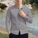 Men's Breathable Cotton Linen Casual Shirt – Relaxed Fit Long Sleeve Shirt For Beach & Everyday Wear_viptrois.com