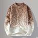 Men's Gradient Color Sweater - Trendy Round Neck Pullover For Youth & Adults (Khaki/Black-White/Greyish/Bluish, M-4XL_viptrois.com