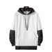 Men's Oversized Hooded Sweatshirt - Long Sleeve Pullover With Color Block Design, Lightweight Polyester, Casual Streetwear For Teens & Young Adults_viptrois.com