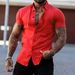 Men's Clothing Short Sleeved Shirt Leisure Solid Color Youth Trend Sports Thin Section Shirt_viptrois.com