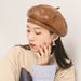 Women's Spring And Autumn British Style Versatile Artistic Octagonal Soft PU Leather Pumpkin Hat Korean Fashion Beret_viptrois.com