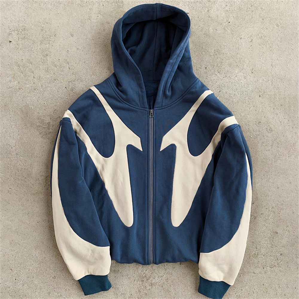 2027 Fashion Y2K European-USA Style Hip-Hop Hoodies Outerwear Women/Men Polyester Printing Splicing Long Sleeve Casual Loose Zipper Hooded Sweatshirts_viptrois.com