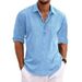 Men's Casual Long Sleeve Pullover Shirt | Lightweight Comfort Fit Daily Wear | Solid Color Versatile Top_viptrois.com