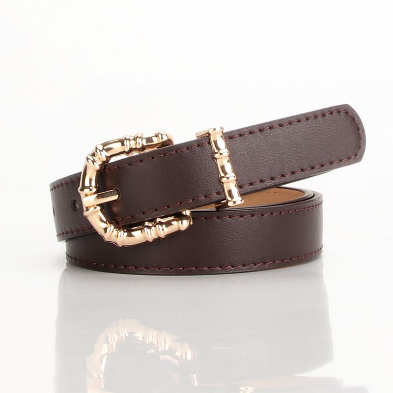 New style women's bamboo alloy pin buckle casual versatile thin belt clothing matching belt jeans belt _viptrois.com