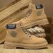 Men's Retro High-Top Work Boots - Fashionable Chunky Sole Martin Boots For Casual & Streetwear (Khaki, Black, Gray, Green)_viptrois.com