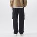 Knitted Men's Casual Cargo Pants Straight Drape Loose Lace-up Men's Sports Trousers_viptrois.com