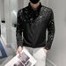 New Personalized Sequined Glittering Long-sleeved Shirt, Men's Mid-sleeved Black Shirt_viptrois.com