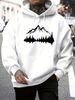 Men's Autumn And Winter Casual Fashionable Loose Hooded Sweatshirt With Mountain Reflection Pattern Printed Warm Long Sleeved Pullover_viptrois.com