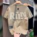 Men's Clothing Fashion Big Letter Short Sleeved Drop Shoulder Loose Versatile Ins Trendy Half Sleeved T Shirt_viptrois.com