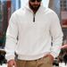 Men's Textured Jacquard Half-Zip Sweatshirt - Heavyweight Stand Collar Pullover With Unique Geometric Pattern, Relaxed Fit For Fall/Winter_viptrois.com