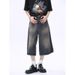 Men's American Retro Washed Denim Shorts Casual Loose Fit Five Point Streetwear Pants_viptrois.com