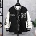 Men's Streetwear Baseball Jacket – Oversized Unisex Varsity Coat With Print & Ribbed Hem (S-3XL, Black/Blue/Green/White)_viptrois.com