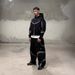 Streetwear Unisex Hoodie With Futuristic Geometric Print - Oversized Fit, Soft Polyester Fabric, Trendy Urban Style (Black)_viptrois.com