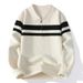 Men's Winter Fashion Lapel Zipper Sweater Striped Knitted Sweater_viptrois.com