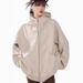 Oversized Zip-Up Hoodie – Soft Sherpa Loungewear For Women (Heather Grey/Cream, M-2XL)_viptrois.com