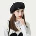 Korean Style Autumn Winter Woolen Metal Label Beret Women Octagonal Big Head Circumference Make Your Face Look Smaller_viptrois.com