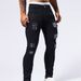 Men's Clothing Hole Casual Black Washed Jeans Sports Spot Ordinary Non Elastic Mid Waist Slim Trousers Men_viptrois.com