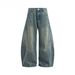 Men's Clothing Retro Washed Distressed Silhouette Scimitar Jeans Trendy Loose Banana Mopping Casual Long Trousers_viptrois.com