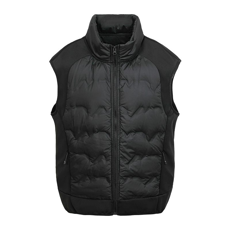 Men's Slim Fit Down Vest – Lightweight Warmth, Stand Collar, Black/Grey/Beige, S-3XL_viptrois.com