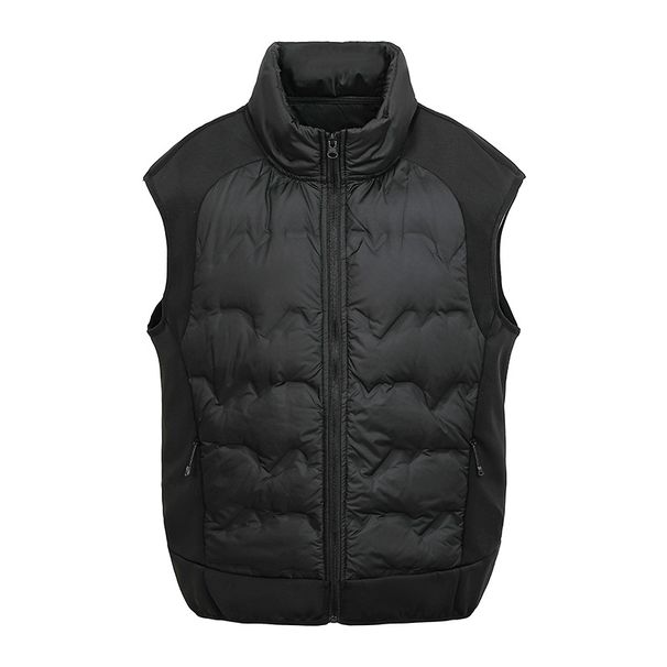 Men's Slim Fit Down Vest – Lightweight Warmth, Stand Collar, Black/Grey/Beige, S-3XL_viptrois.com