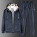 Lamb Fleece Men's Casual Suit With Fleece Loose Hoodie Suit Autumn And Winter Thick Warm Hooded Cardigan Coat For Men_viptrois.com