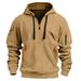 2025 New Cross-Border European American Hooded Sports Casual Jacket With Zipper And Patch Pockets Half-Zip Cardigan_viptrois.com