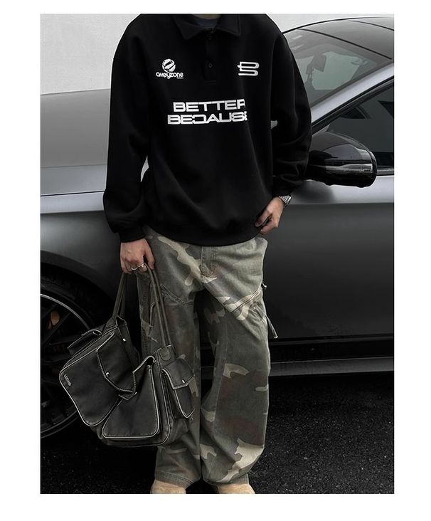 Autumn And Winter Letter Half Zipper Lapel Hoodie, Fashionable And Casual, Versatile, Loose And Stylish Top_viptrois.com