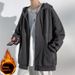 Cardigan Kangaroo Pocket Solid Color Sweater Loose And Double Open Fleece Thickened Smooth Lamb Fleece Long Sleeve Hooded Jacket_viptrois.com