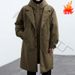 Men’s Fashion Long-Length Parka Coat, Detachable Hood Windbreaker With Faux Two-Piece Design, Water-Resistant Polyester Shell_viptrois.com