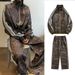Men's Clothing retro leopard print sports suit jacket trendy brand men's vintage digital print striped jacket sweatpants_viptrois.com