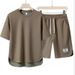 Men’s Quick-Dry Summer Set – Moisture-Wicking T-Shirt & Athletic Shorts (M-3XL, 8 Colors, Polyester Blend, Gym-to-Street)_viptrois.com