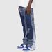 Men's Clothing Men's Denim Workwear Pants, European And American Fashion Ins Workwear, Popular Elastic Patch Denim Layered Flared Pants_viptrois.com