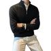 Men's Slim Fit Half-Turtle Neck Pullover Sweater - Breathable Knit Casual Long Sleeve Top For Winter (Black/White/Brown)_viptrois.com