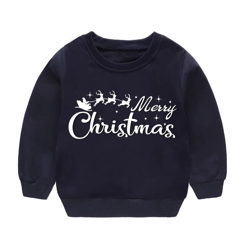 Cozy Christmas Kids Sweatshirt With Reindeer & Snowman Print, Soft Cotton Blend Pullover For Boys And Girls (8-16 Years, 100-160cm)_viptrois.com
