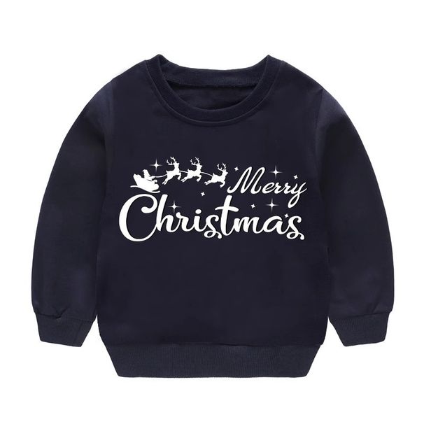 Cozy Christmas Kids Sweatshirt With Reindeer & Snowman Print, Soft Cotton Blend Pullover For Boys And Girls (8-16 Years, 100-160cm)_viptrois.com