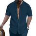 2024 Summer Men's Shirt Casual Loose Short Sleeve Beach Button-Up Top_viptrois.com