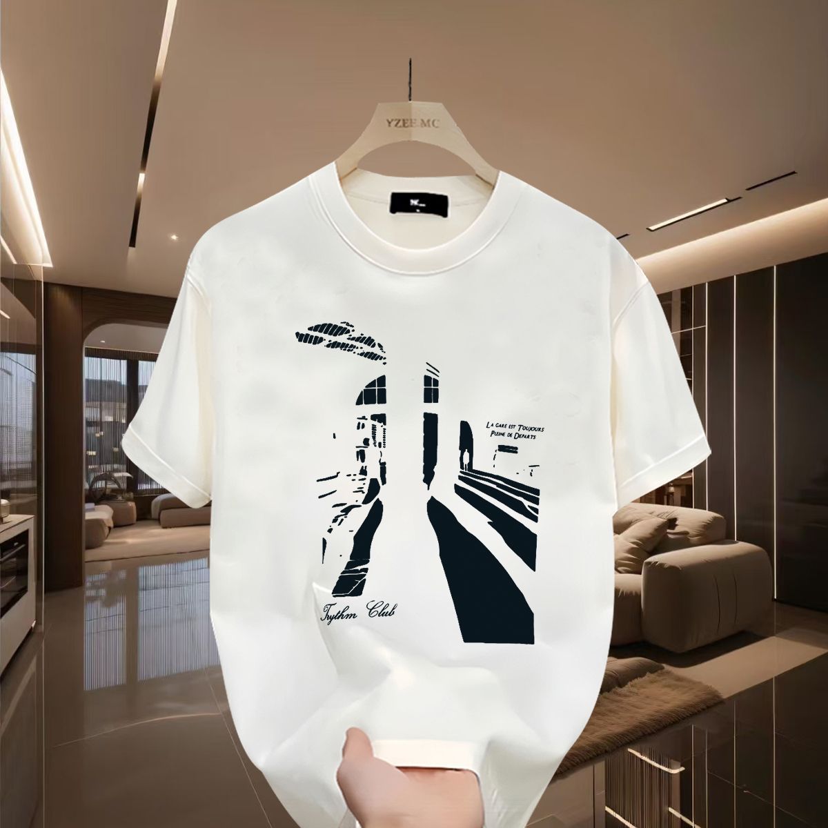 Visual Effect T-shirt Summer Pure Cotton Short Sleeved 2025 New Designer Men's High-end Casual Top_viptrois.com