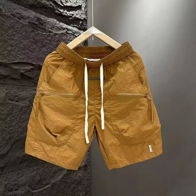 Korean Style Men's Casual Cargo Pants Quick Drying Loose Fitting Straight Leg Five Point Length Trendy Versatile Shorts_viptrois.com