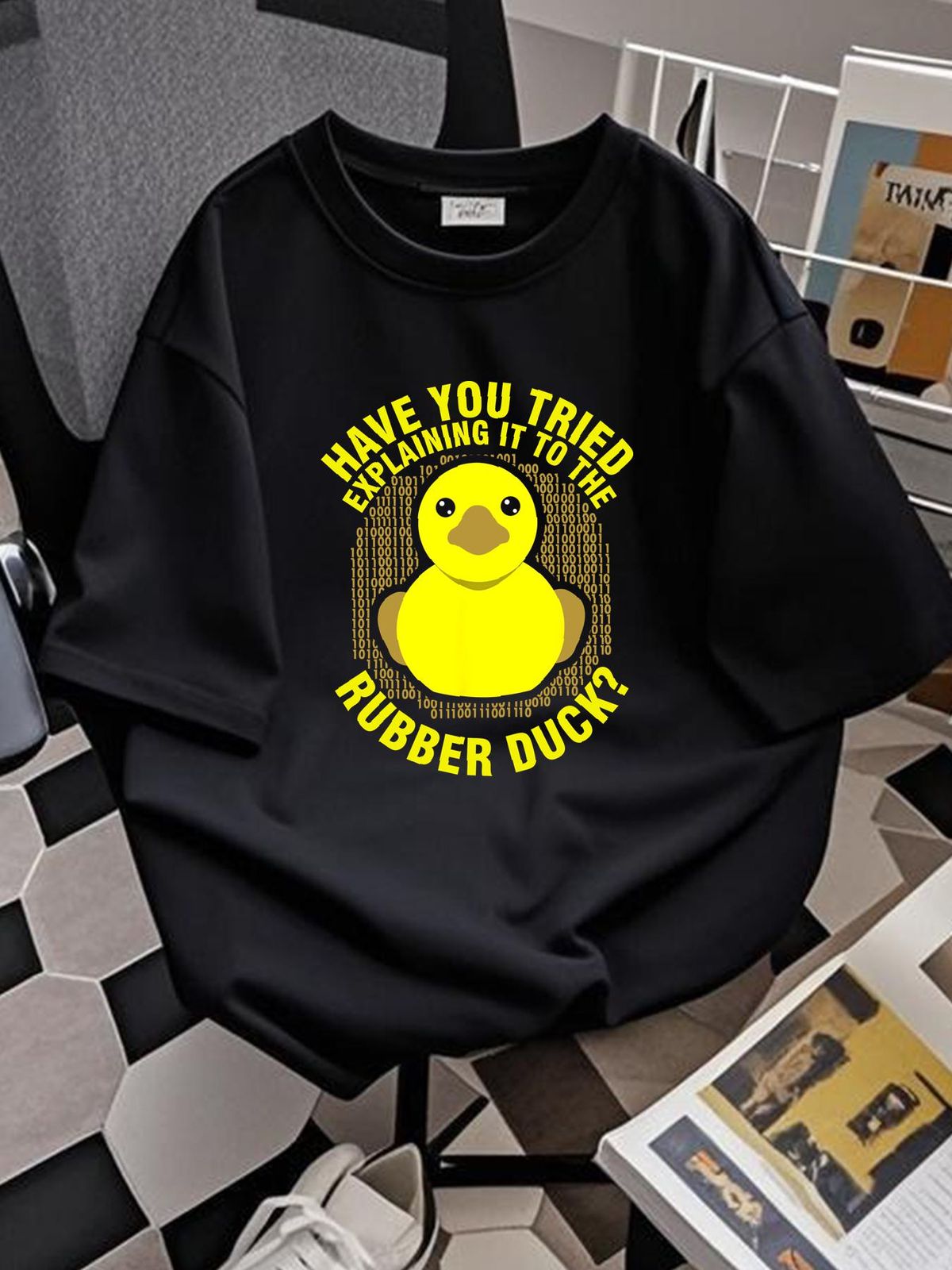 Funny Programming Rubber Duck For Debug Debugger & Coder T-Shirt Unisex T-shirt Breathable Graphic Comfortable Designer Clothes Summer Casual_viptrois.com