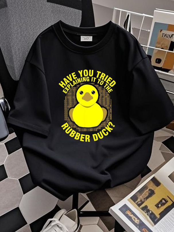 Funny Programming Rubber Duck For Debug Debugger & Coder T-Shirt Unisex T-shirt Breathable Graphic Comfortable Designer Clothes Summer Casual_viptrois.com
