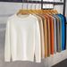 Men's Clothing Autumn And Winter Solid Color Slim Round Neck Sweater Versatile Knitted Sweater _viptrois.com