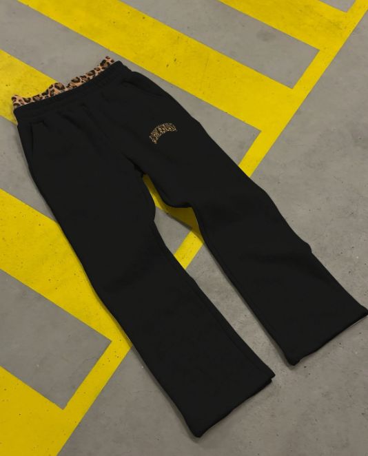 Streetwear Hoodie & Pants Set - Stylish Leopard Print & Letter Embroidery - Unisex Casual Outfit (Grey/Black, S-xl)_viptrois.com