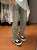 Men's Clothing High Street Jeans, Men And Women's Same Fashion Brand Jacquard All-matching Casual Loose Straight Couples Wide-leg Long Pants_viptrois.com