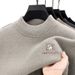 Loom Loom Mink Velvet Half Turtleneck Knitwear Men's Autumn Winter Trendy Embroidered Base Sweater Warm Loose Plus Size Inner Wear_viptrois.com