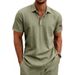 Men's Light Luxury Casual Shirt Loose Breathable American Style Summer Vacation Top European Size Linen Short Sleeve T-Shirt_viptrois.com