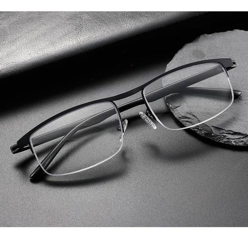 Half Frame Anti-blue Photochromic Men's Autozoom Progressive Multi-focus Bifocal Reading Glasses_viptrois.com